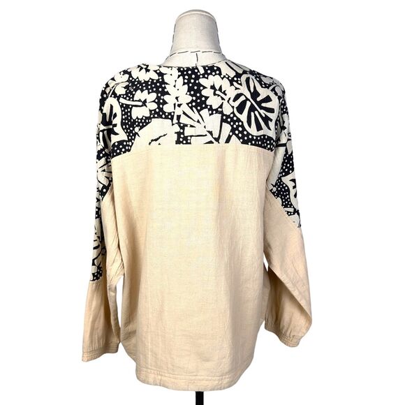 Vintage Produce Company Beige Multi Pattern Print Button Front Jacket Size PL - Picture 5 of 7